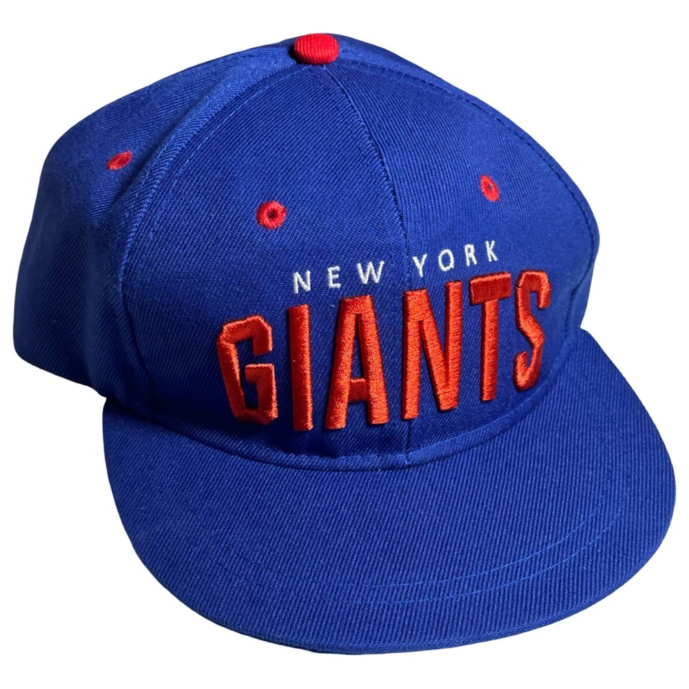 Vintage Style New York Giants Snapback Hat Blue Orange Spell Out NFL